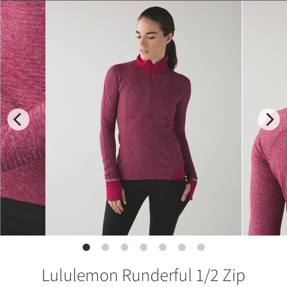 Lululemon Runderful 1/2 Zip Jacket Mini Check Pique Bordeaux Drama Heathered